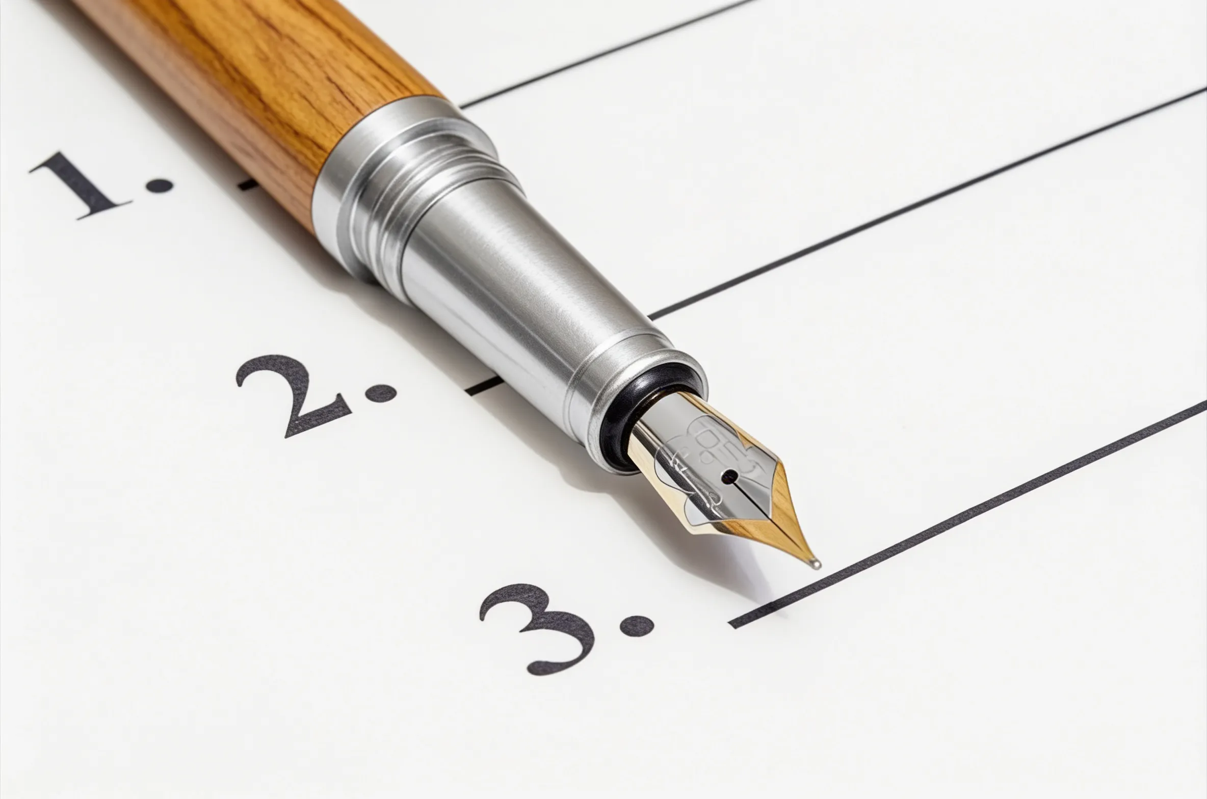 Fountain pen on a calendar marking the order of work and the return point set in advance.